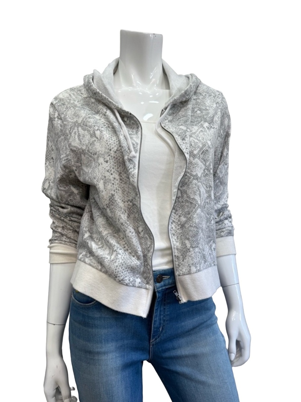 ALTERNATIVE APPAREL Snake Print Zip Hoodie Bomber Jacket Gray L